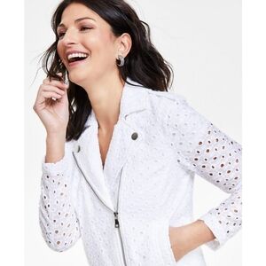 I.N.C. International Concepts NEW Cotton Eyelet Moto Jacket Macy's Exclusive Med